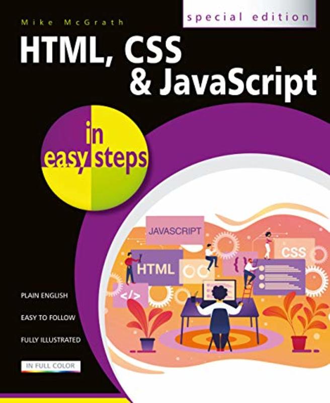 Book cover for "HTML, CSS & JavaScript in Easy Steps" by Mike McGrath