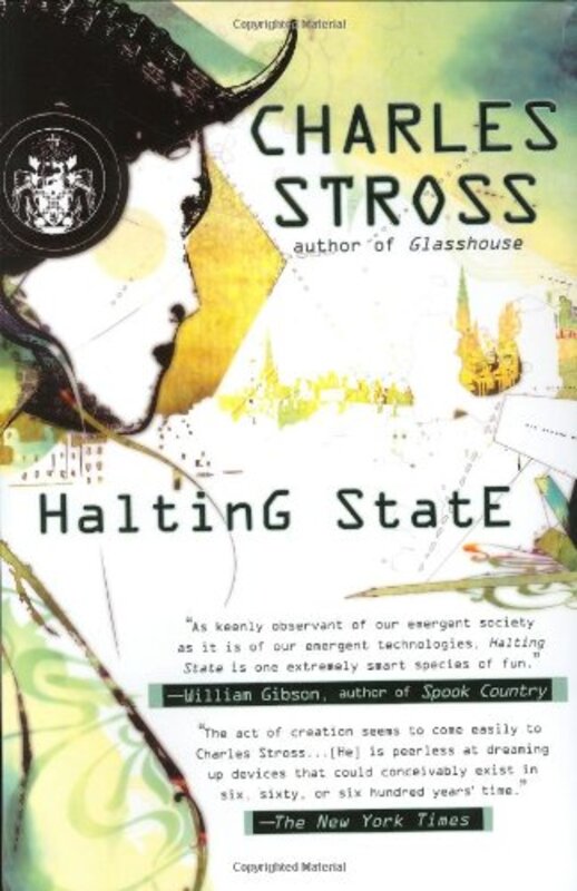 Book cover for "Halting State" by Charles Stross