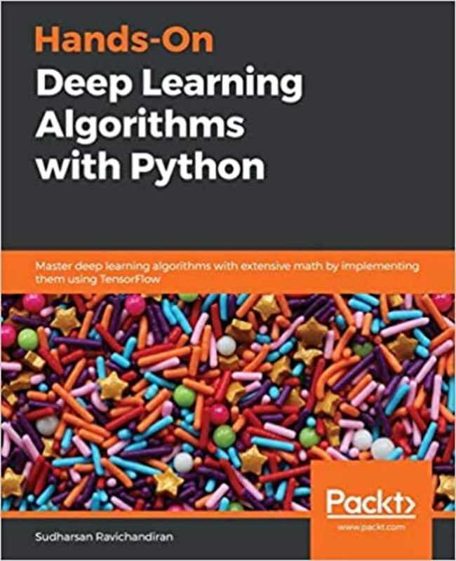 Book cover for "Hands-On Deep Learning Algorithms with Python" by Sudharsan Ravichandiran