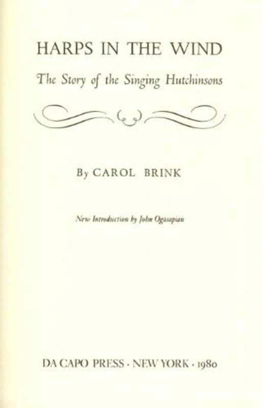 Book cover for "Harps in the Wind" by Carol Ryrie Brink