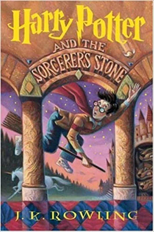 Book cover for "Harry Potter and the Philosopher's Stone" by J.K. Rowling