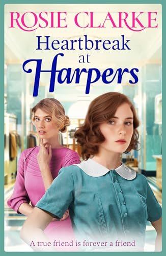 Book cover for "Heartbreak at Harpers" by Rosie Clarke