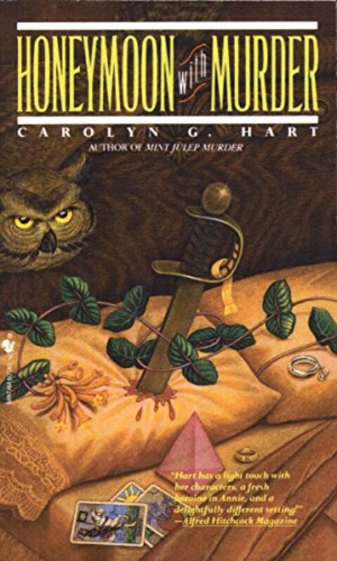 Book cover for "Honeymoon with Murder" by Carolyn Hart