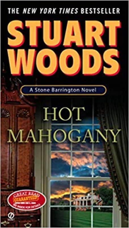 Book cover for "Hot Mahogany" by Stuart Woods