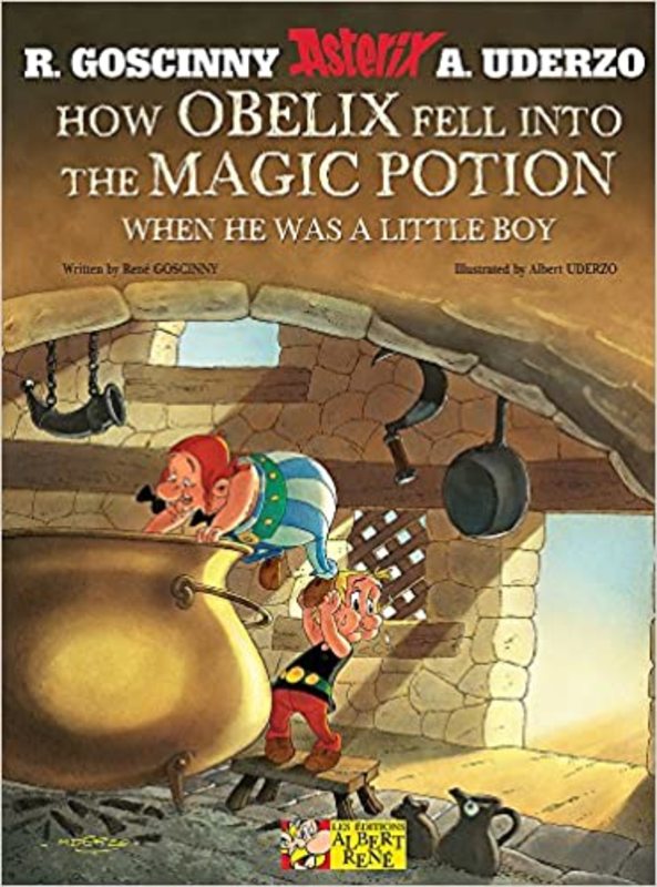 Book cover for "How Obelix Fell into the Magic Potion" by Goscinny