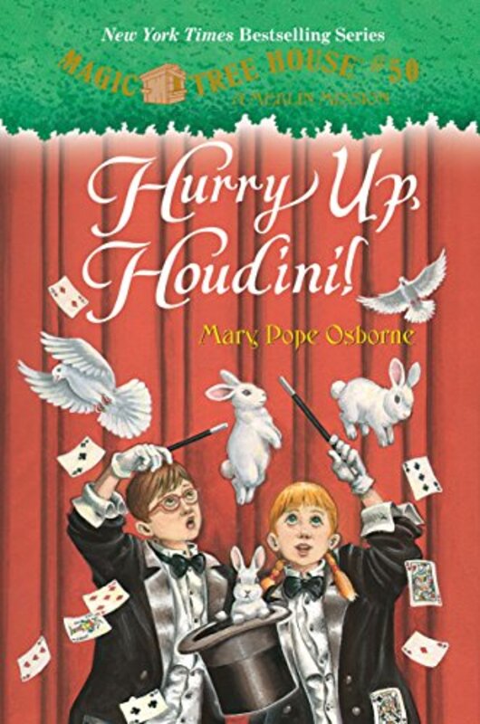 Book cover for "Hurry Up, Houdini!" by Mary Pope Osborne