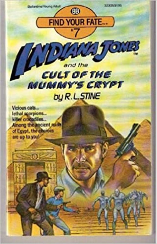 Book cover for "Indiana Jones and the Cult of the Mummy's Crypt" by R.L. Stine