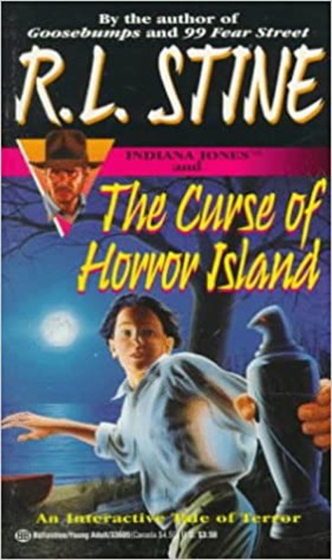 Book cover for "Indiana Jones and the Curse of Horror Island" by R.L. Stine