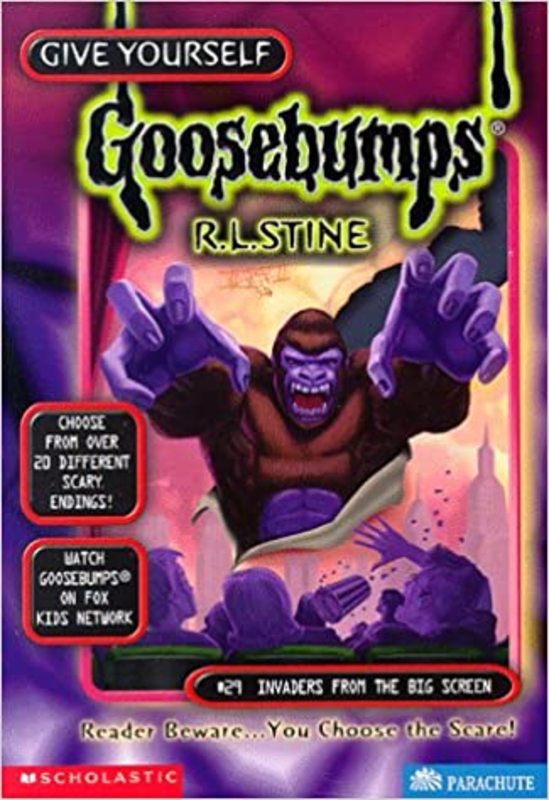 Book cover for "Invaders from the Big Screen" by R.L. Stine