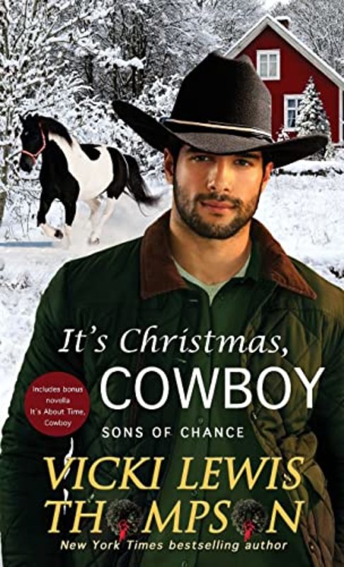 Book cover for "It's Christmas, Cowboy" by Vicki Lewis Thompson