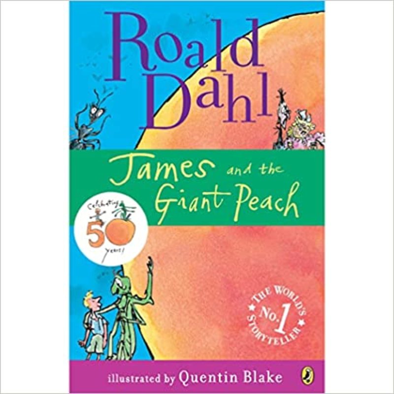 Book cover for "James and the Giant Peach" by Roald Dahl