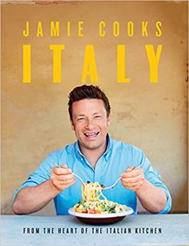 Book cover for "Jamie Cooks Italy" by Jamie Oliver