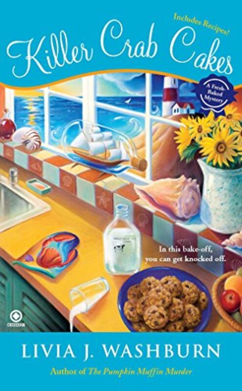 Book cover for "Killer Crab Cakes" by Livia J Washburn