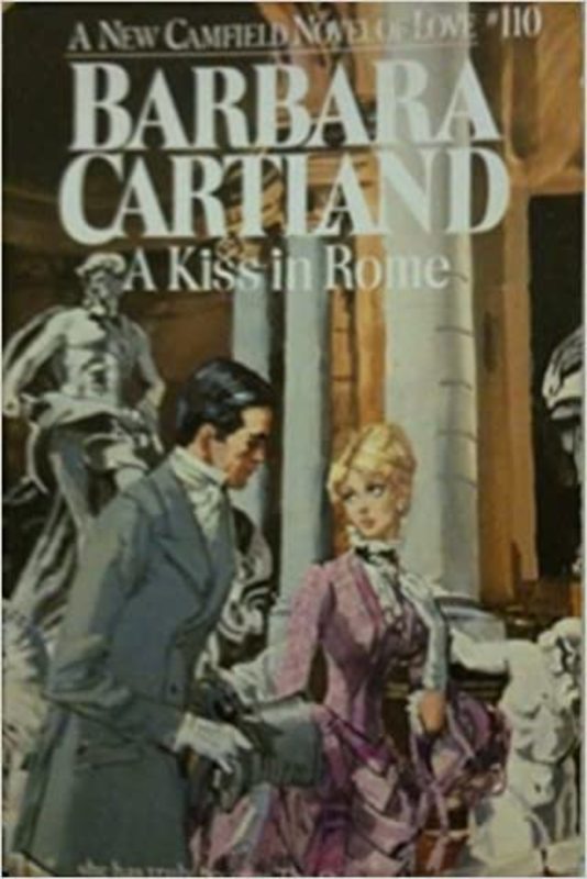 Book cover for "Kiss in Rome" by Barbara Cartland