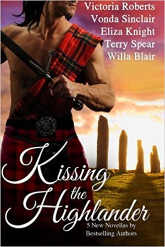Book cover for "Kissing the Highlander" by Victoria Roberts