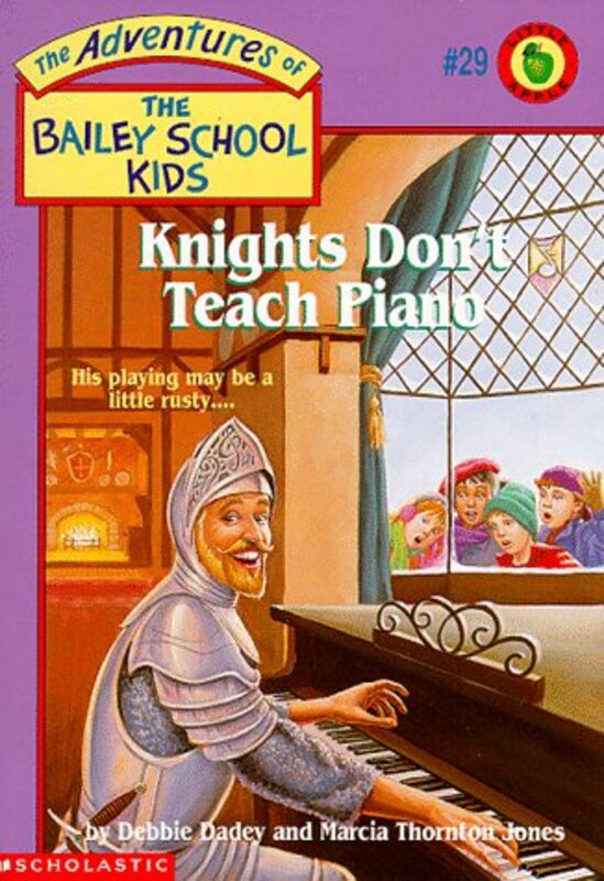 Book cover for "Knights Don't Teach Piano" by Marcia Thornton Jones
