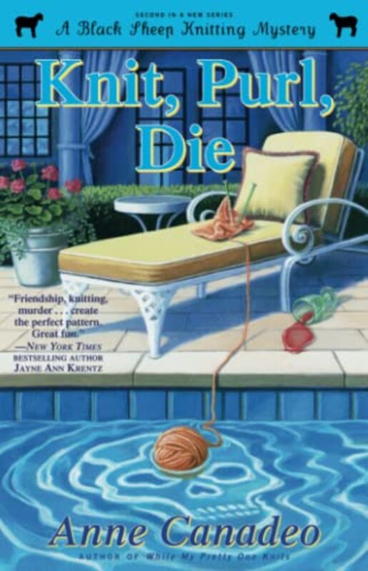 Book cover for "Knit, Purl, Die" by Anne Canadeo