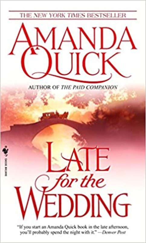 Book cover for "Late for the Wedding" by Amanda Quick