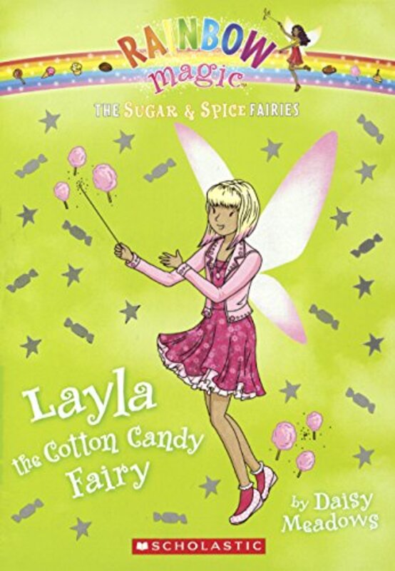 Book cover for "Layla the Cotton Candy Fairy" by Daisy Meadows