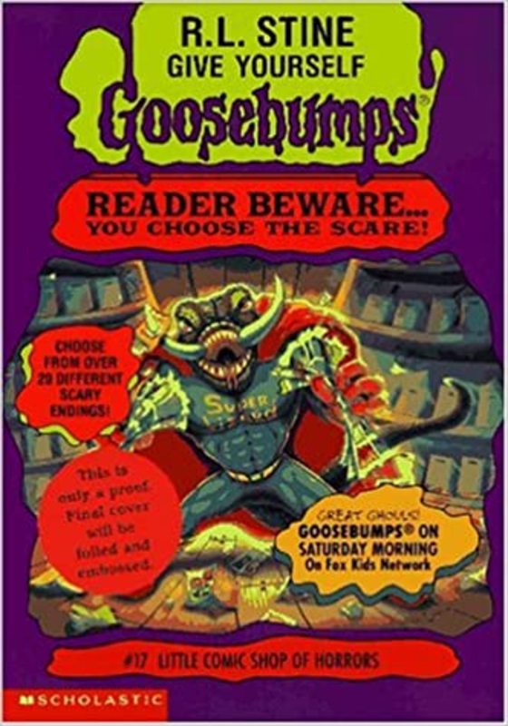 Book cover for "Little Comic Shop of Horrors" by R.L. Stine