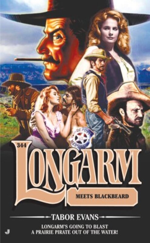 Book cover for "Longarm Meets Blackbeard" by Tabor Evans