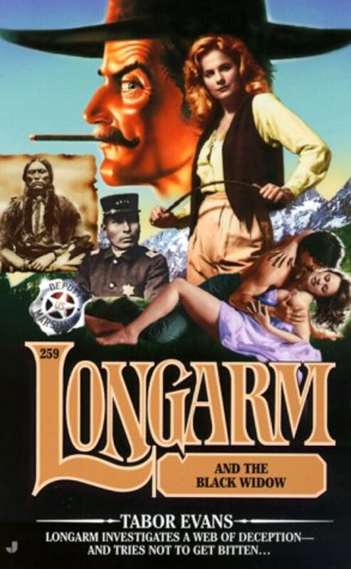 Book cover for "Longarm and the Black Widow" by Tabor Evans