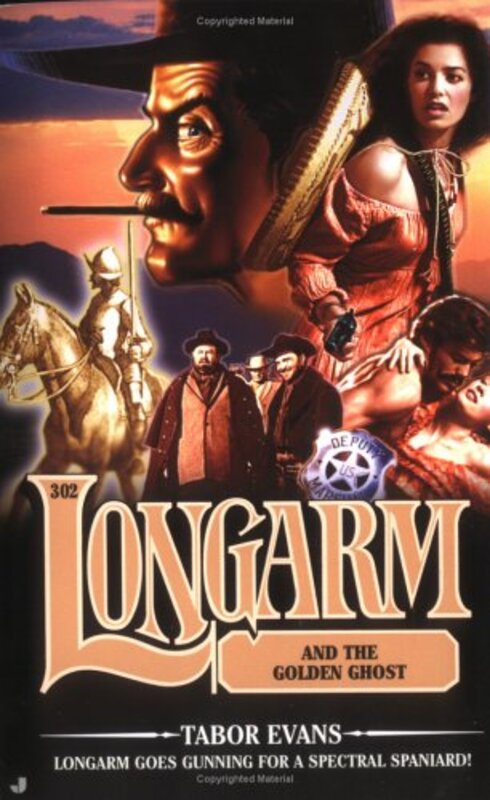 Book cover for "Longarm and the Golden Ghost" by Tabor Evans