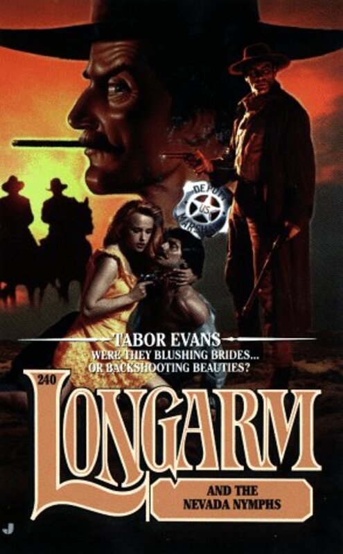 Book cover for "Longarm and the Nevada Nymphs" by Tabor Evans