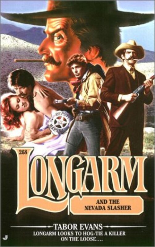 Book cover for "Longarm and the Nevada Slasher" by Tabor Evans