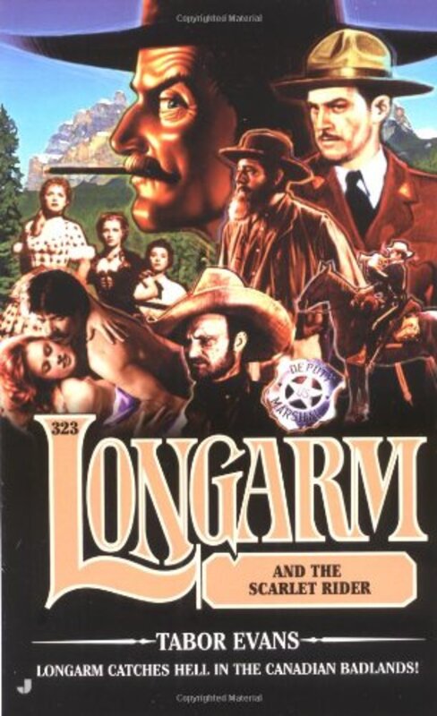 Book cover for "Longarm and the Scarlet Rider" by Tabor Evans