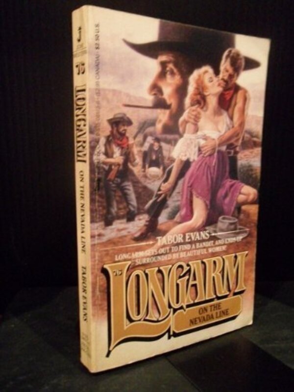 Book cover for "Longarm on the Nevada Line" by Tabor Evans