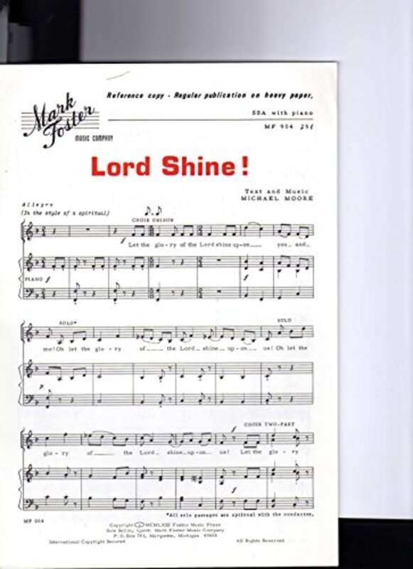 Book cover for "Lord Shine ! For S.S.A. Choir with Piano" by Michael Moore