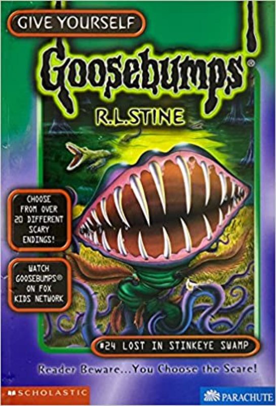 Book cover for "Lost in Stinkeye Swamp" by R.L. Stine