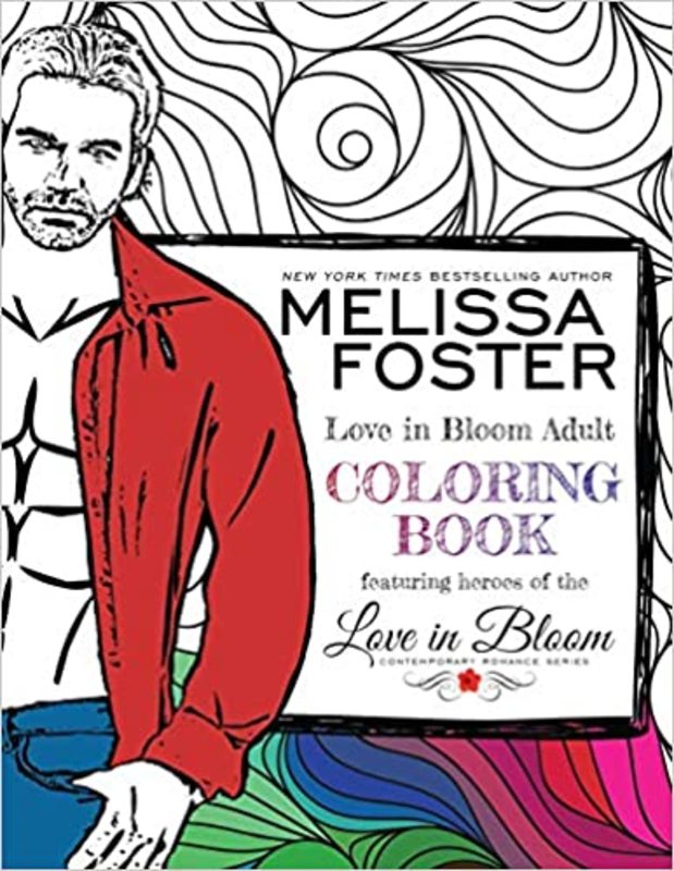 Book cover for "Love in Bloom Adult Coloring Book" by Melissa Foster