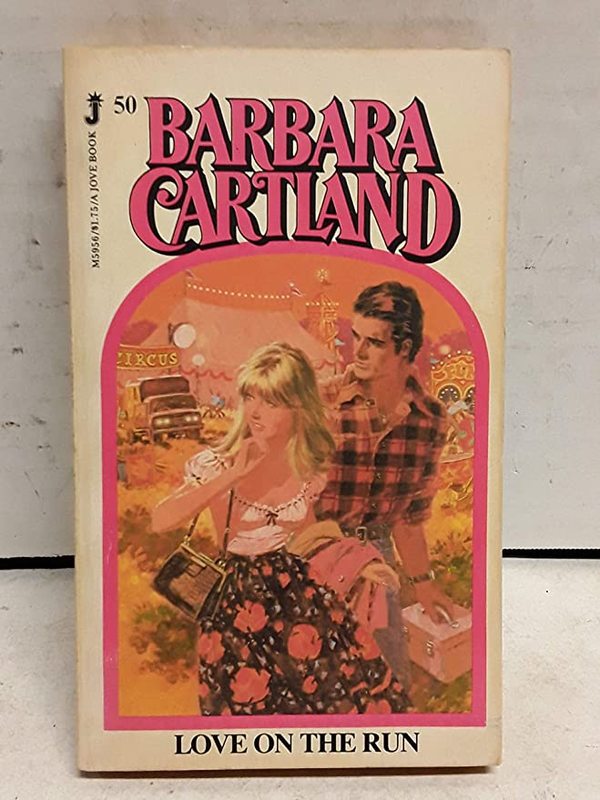 Book cover for "Love on the Run" by Barbara Cartland