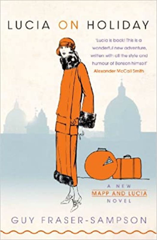 Book cover for "Lucia on Holiday" by Tom Holt