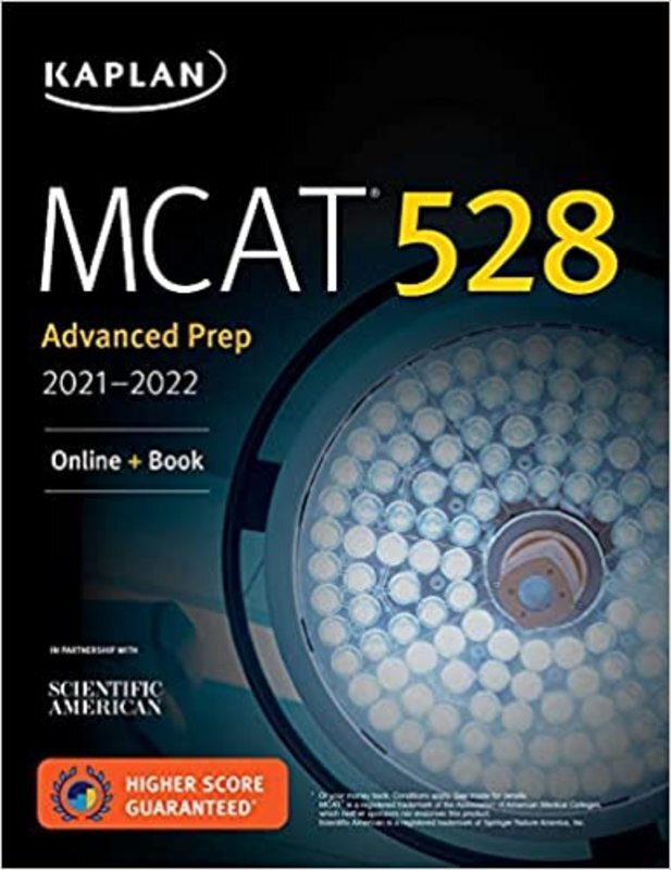 Book cover for "MCAT 528 Advanced Prep 2021–2022" by Kaplan