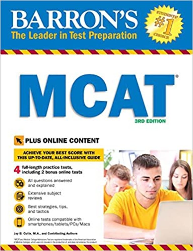 Book cover for "MCAT with Online Tests" by Barron's