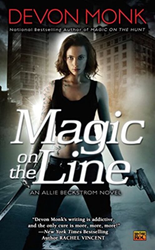 Book cover for "Magic on the Line" by Devon Monk