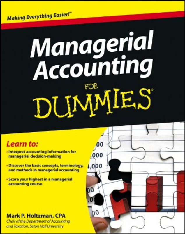 Book cover for "Managerial Accounting For Dummies" by Mark P. Holtzman