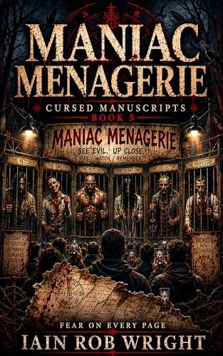 Book cover for "Maniac Menagerie" by Iain Rob Wright