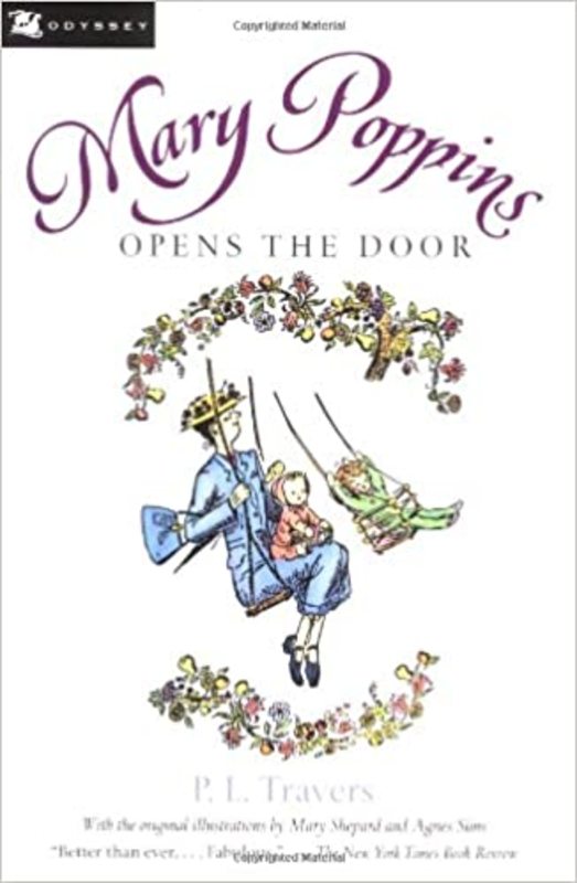 Book cover for "Mary Poppins Opens the Door" by PL Travers