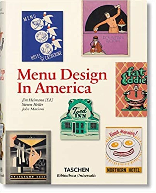 Book cover for "Menu Design in America" by Steven Heller