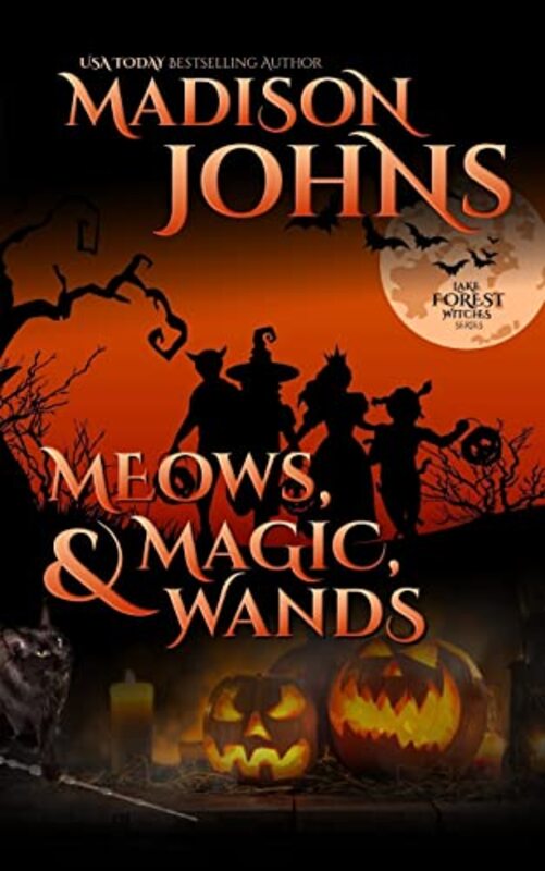 Book cover for "Meows, Magic, and Wands" by Madison Johns