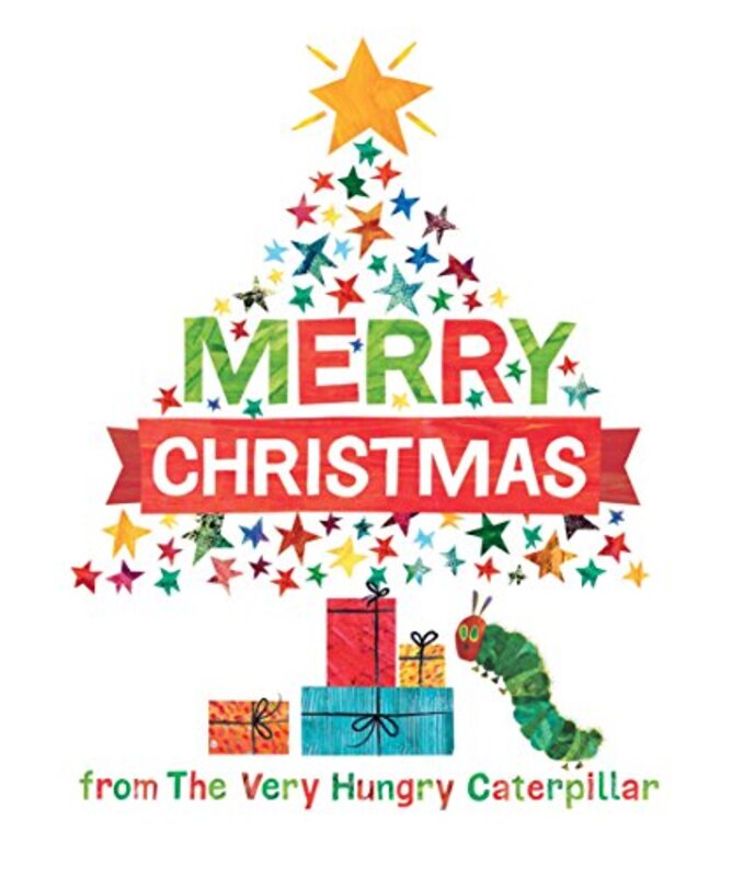 Book cover for "Merry Christmas from the Very Hungry Caterpillar" by Eric Carle