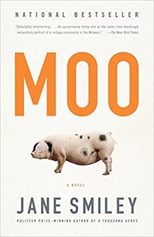 Book cover for "Moo" by Jane Smiley
