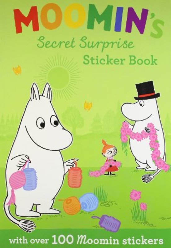 Book cover for "Moomin's Secret Surprise Sticker Book" by Tove Jansson