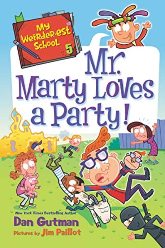 Book cover for "Mr. Marty Loves a Party!" by Dan Gutman