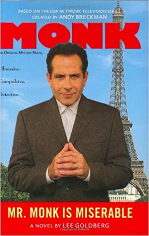 Book cover for "Mr. Monk is Miserable" by Lee Goldberg