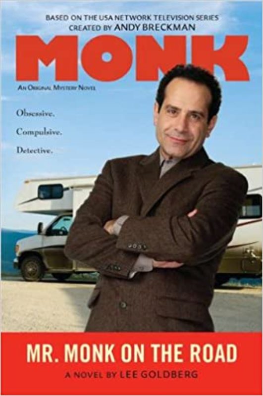 Book cover for "Mr. Monk on the Road" by Lee Goldberg